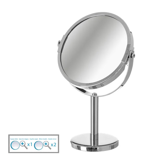 Espejo doble 2 aumentos metal cromado 14 x 7,50 x 21,50 cm