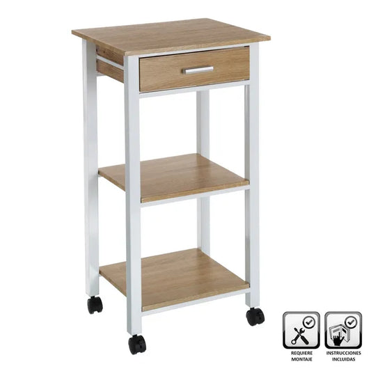 Carro cocina mdf-metal 42 x 38 x 81 cm