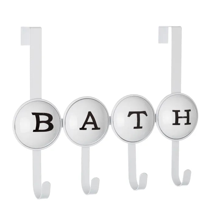Percha puerta 4 ganchos metal blanco 35 x 9,50 x 28,50 cm