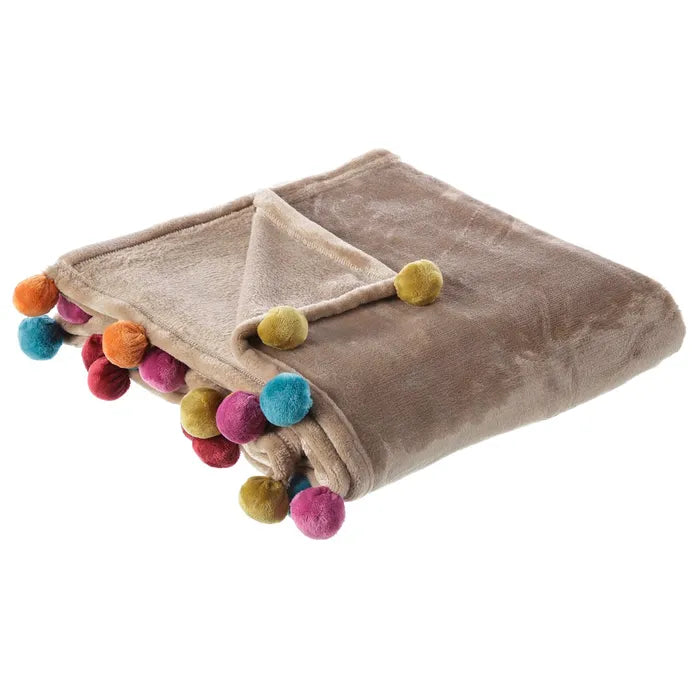 Manta sofá rainbow poliester beige 130 x 160 cm