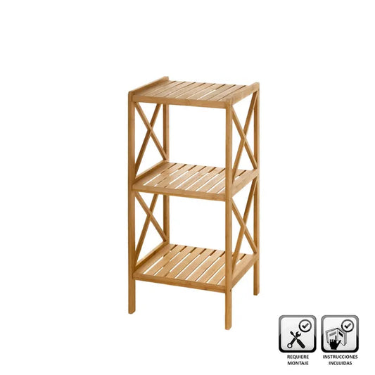 Estantería 3 lejas bambú 36,50 x 33 x 85 cm