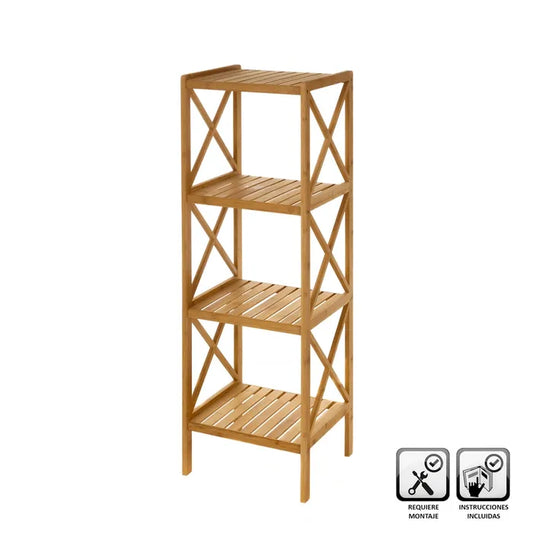 Estantería 4 lejas bambú 33 x 36,50 x 119 cm