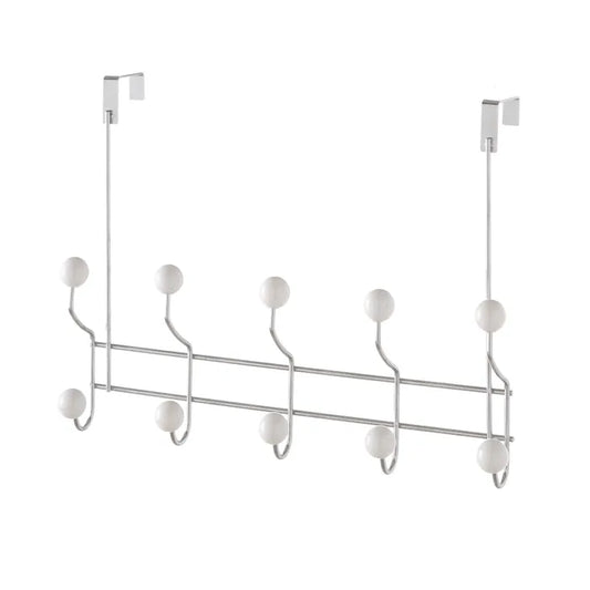 Percha puerta 10 ganchos metal cromado 41 x 10,50 x 31 cm