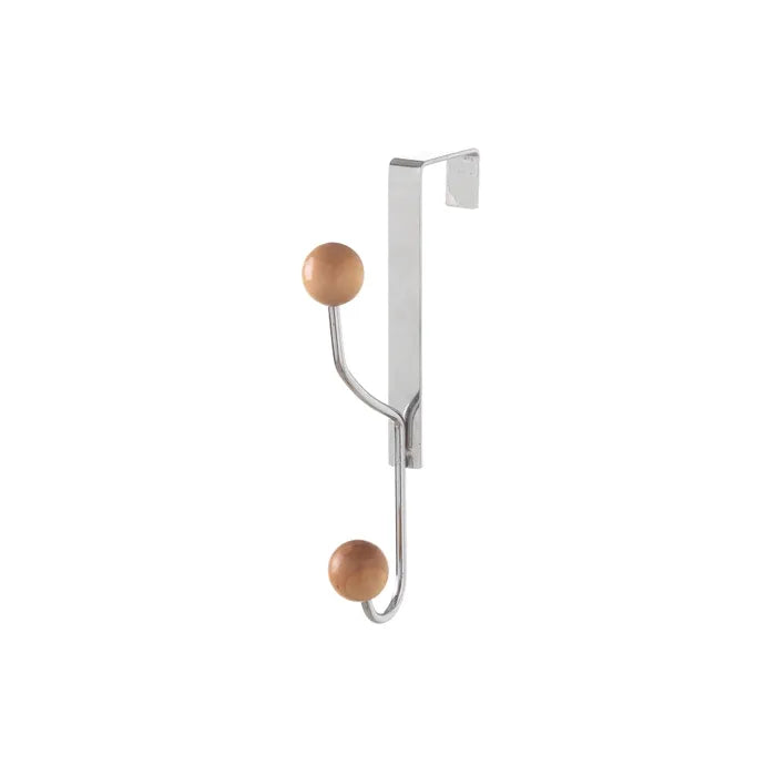 Percha puerta 2 ganchos metal cromado 2,50 x 11,50 x 18 cm