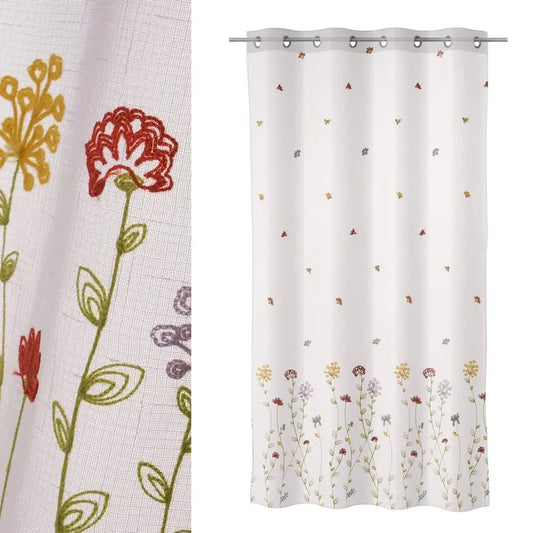 Visillo faux linen bordado flourish 140 x 260 cm