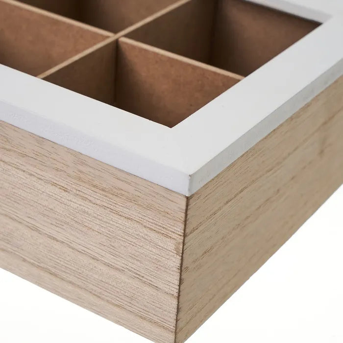 CAJA 8 COMPARTIMENTOS MDF-CRISTAL 32 X 16 X 7 CM