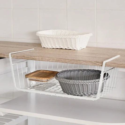 Cesta colgante estante metal blanco 40 x 24,50 x 14,50 cm