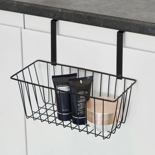 Cesta colgante puerta metal negro 28 x 12 x 22,50 cm