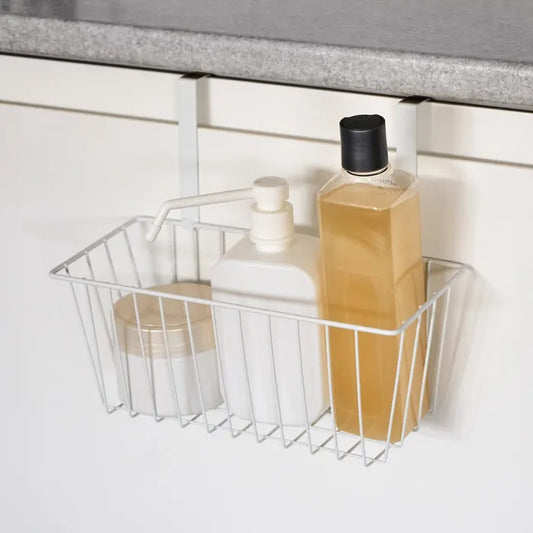 Cesta colgante puerta metal blanco 28 x 12 x 22,50 cm