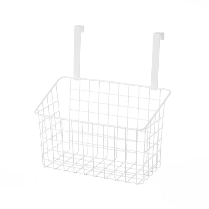 Cesta colgante puerta metal blanco 26 x 17 x 28 cm