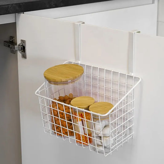 Cesta colgante puerta metal blanco 26 x 17 x 28 cm