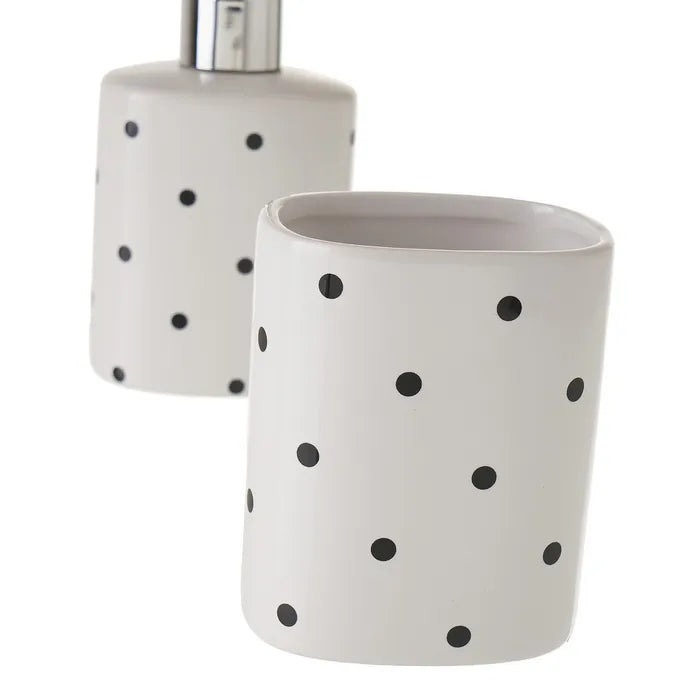 Set baño lunares cerámica 8 x 6 x 16 cm