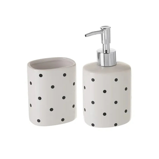 Set baño lunares cerámica 8 x 6 x 16 cm