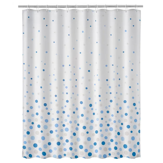 Cortina baño dots poliester azul 180 x 200 cm
