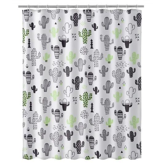 Cortina baño cactus poliester 180 x 200 cm
