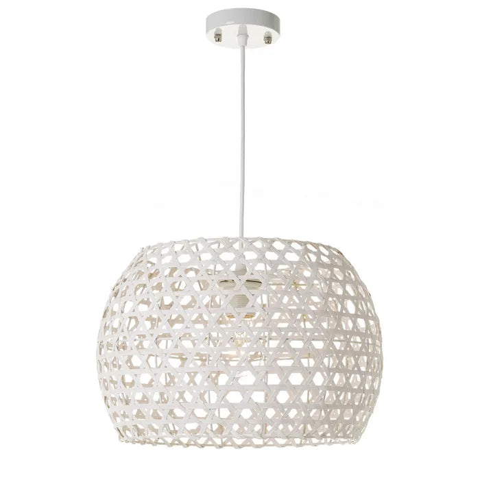 Lámpara techo metal-bambú blanco 35 x 35 x 24 cm