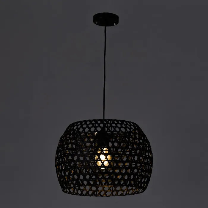 Lámpara techo metal-bambú negro 35 x 35 x 23 cm
