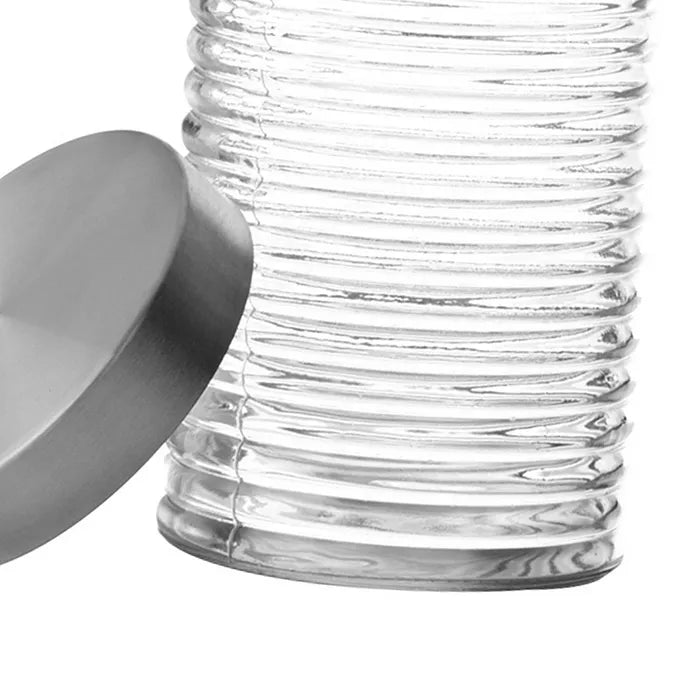 Tarro 2/m cristal-acero inoxidable 11,20 x 11,20 x 22 cm