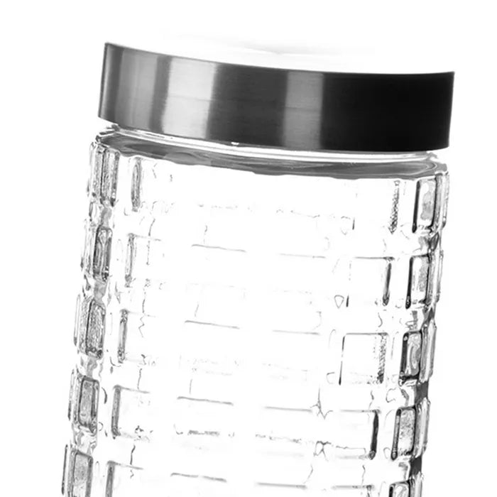 Tarro 2/m cristal-acero inoxidable 11,20 x 11,20 x 22 cm
