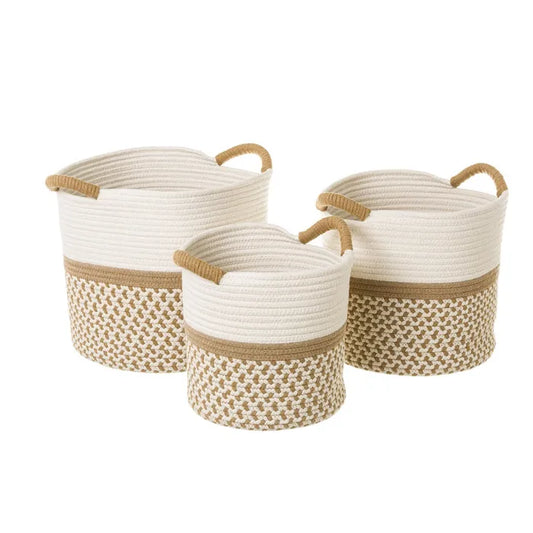 S/3 cesta cuerda beige 33 x 33 x 30 cm