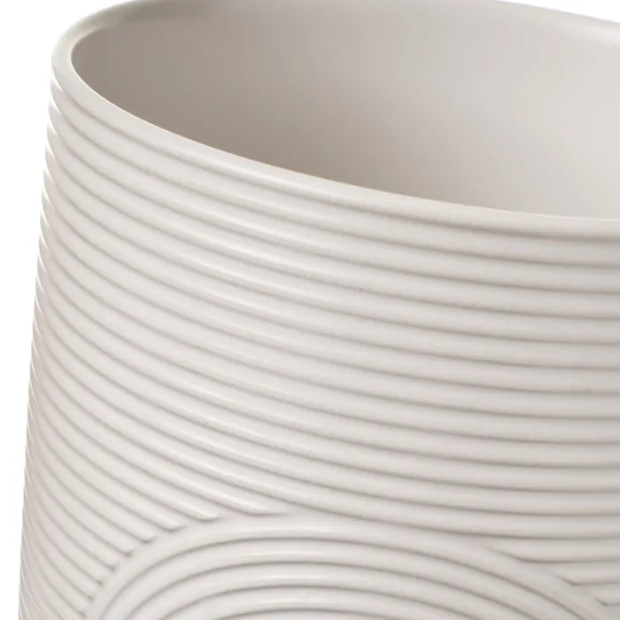 Macetero 2/c stoneware blanco-beige 13,70 x 13,70 x 13,20 cm