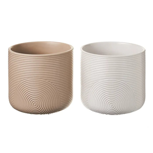 Macetero 2/c stoneware blanco-beige 16,50 x 16,50 x 15,50 cm