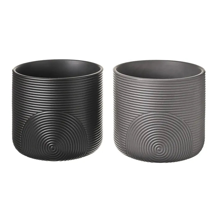 Macetero 2/c stoneware negro-gris 16,50 x 16,50 x 15,50 cm