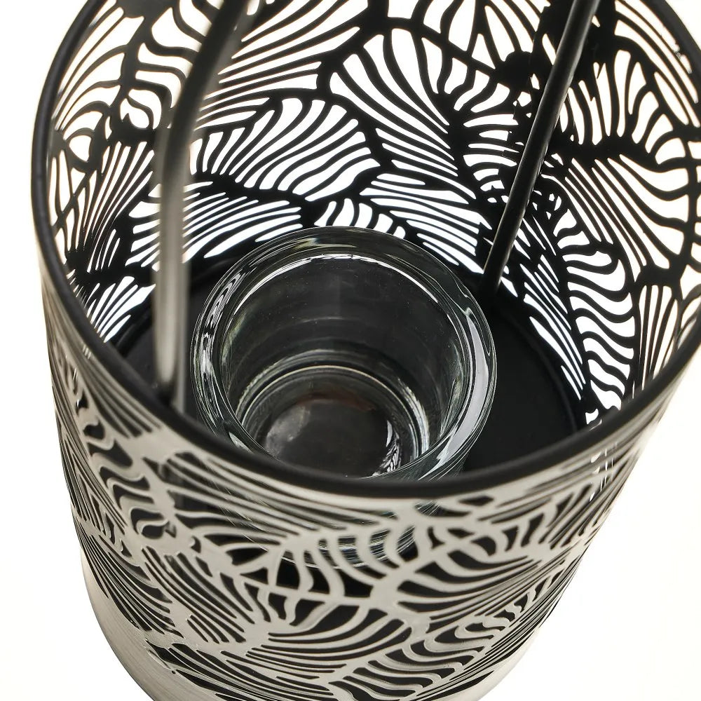 Portavelas 2/m metal negros y blancos 12,20 x 12,20 x 31 cm