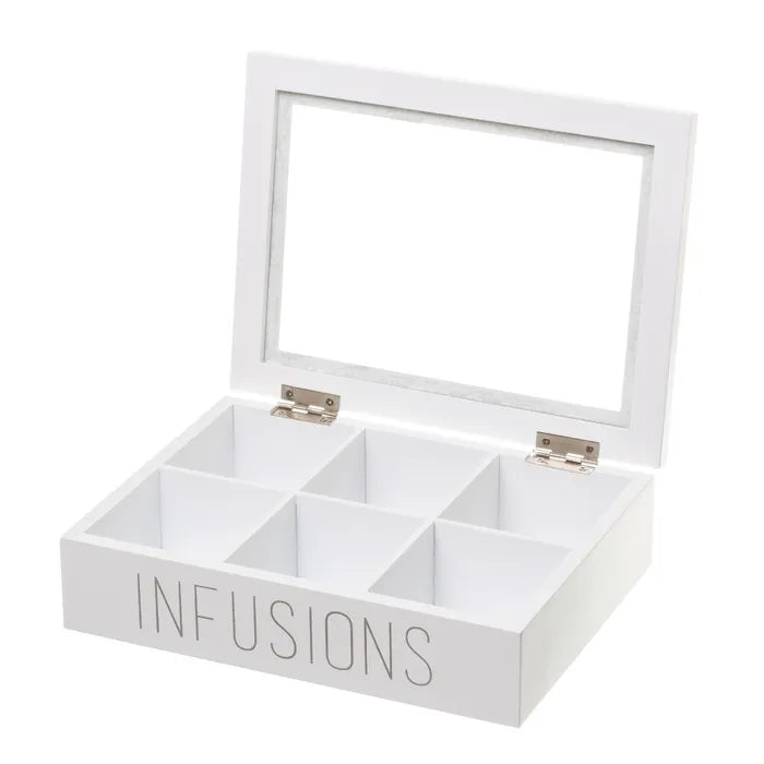 Caja infusión mdf-cristal blanco 24 x 6,30 x 18,50 cm