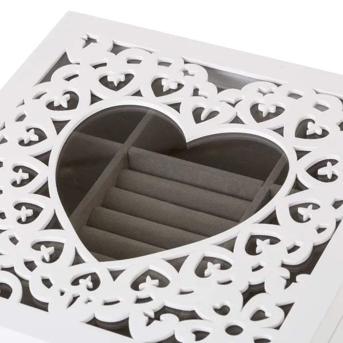 Joyero mdf-cristal blanco 23 x 23 x 7 cm