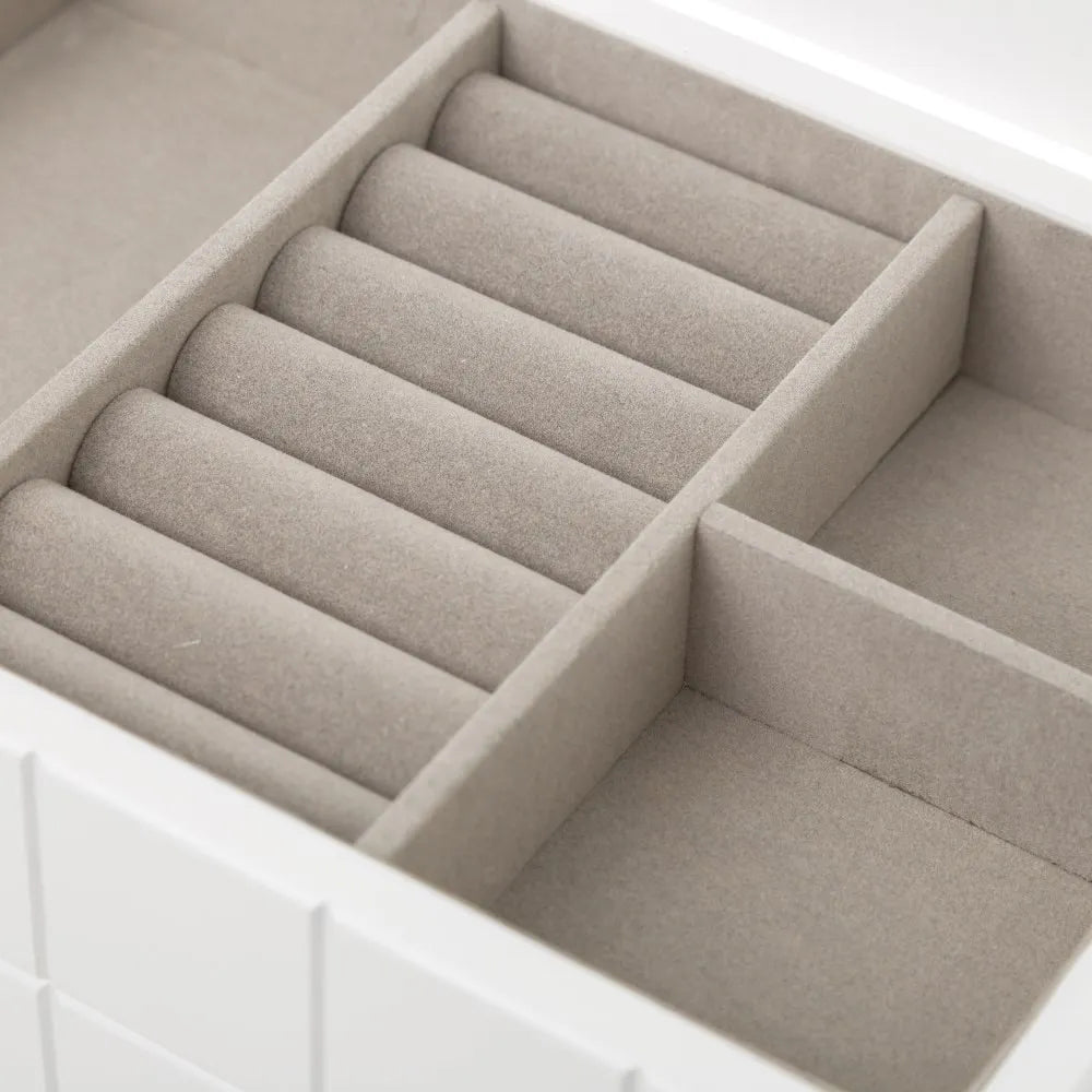 Joyero mdf-cristal blanco 24 x 16 x 14 cm