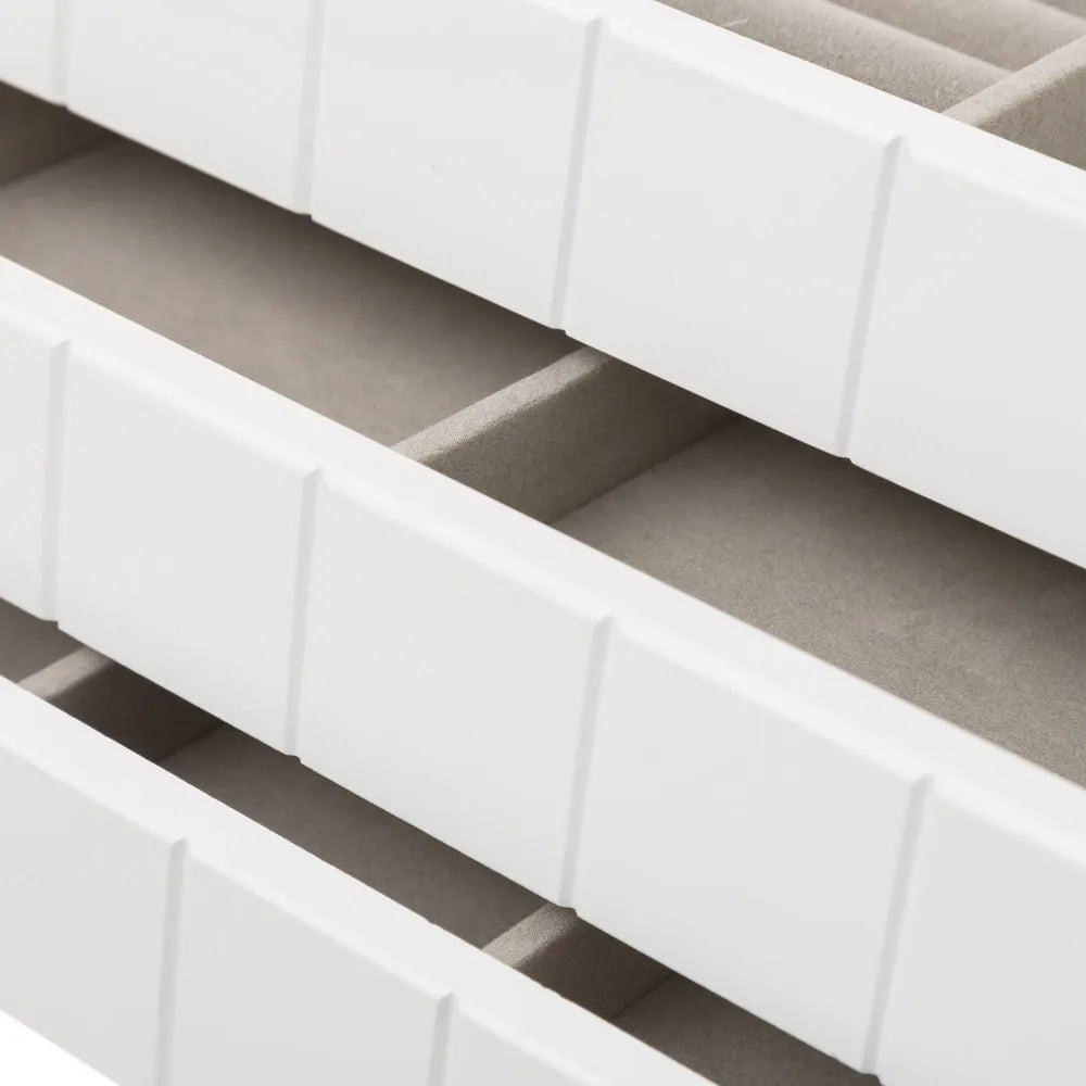 Joyero mdf-cristal blanco 24 x 16 x 14 cm