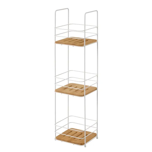 Estantería 3 baldas metal-bambú blanco 16,50 x 15,50 x 63 cm