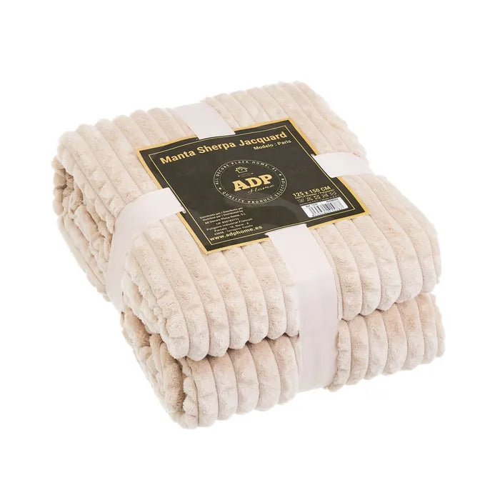 Manta franela-sherpa paris beige