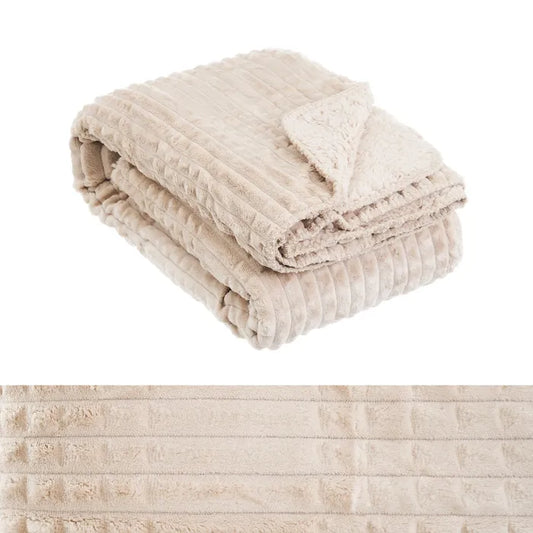 Manta franela-sherpa paris beige