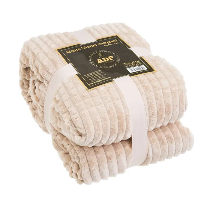 Manta franela-sherpa paris beige