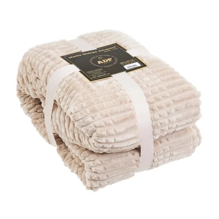 Manta franela-sherpa paris beige
