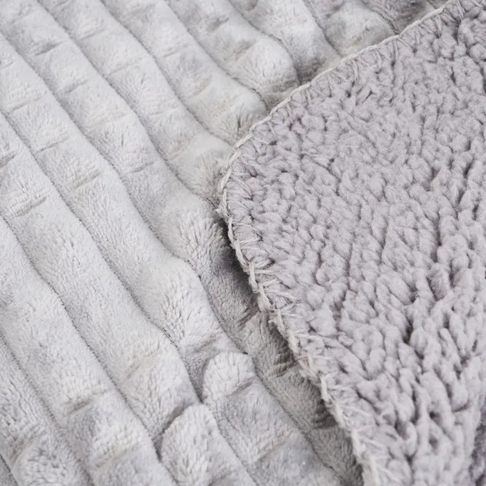 Manta franela-sherpa paris plata-gris