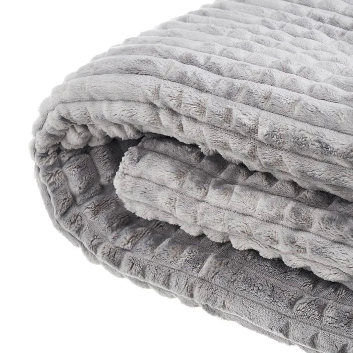 Manta franela-sherpa paris plata-gris