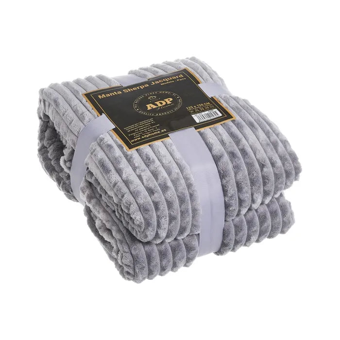 Manta franela-sherpa paris plata-gris