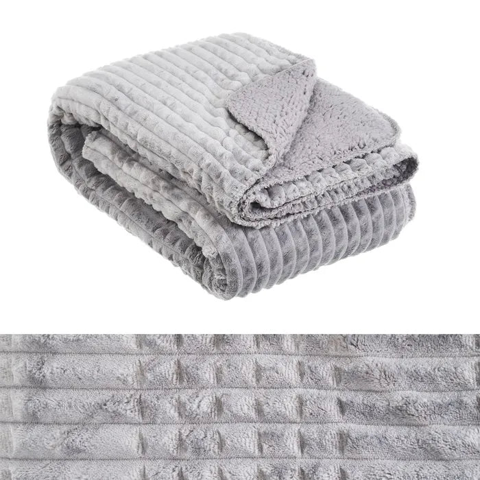 Manta franela-sherpa paris plata-gris