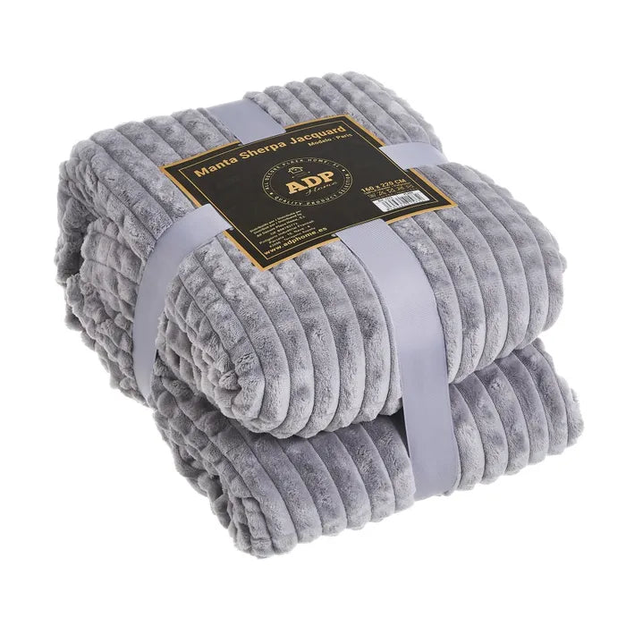 Manta franela-sherpa paris plata-gris
