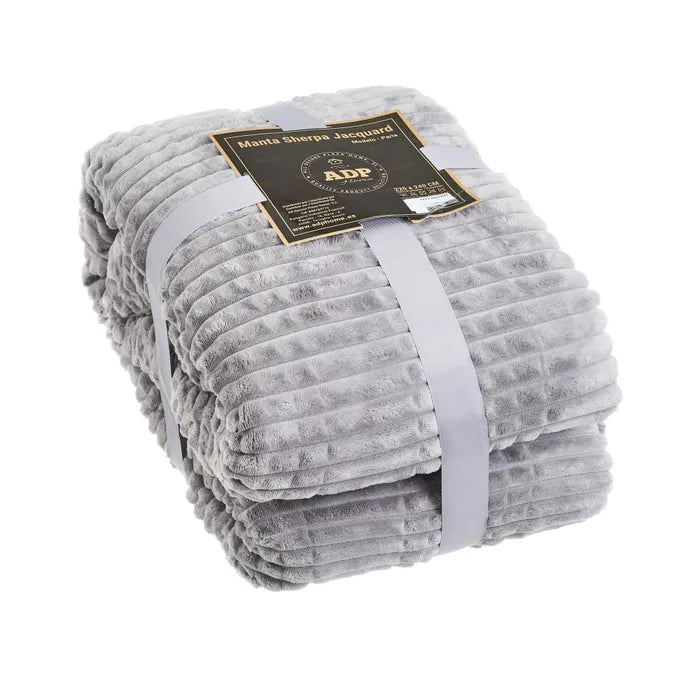 Manta franela-sherpa paris plata-gris