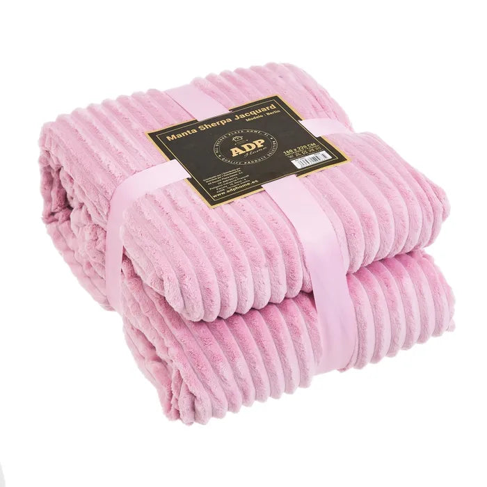 Manta franela-sherpa berlín rosa