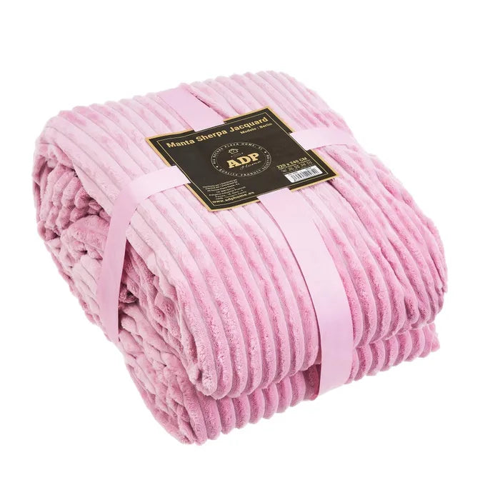 Manta franela-sherpa berlín rosa