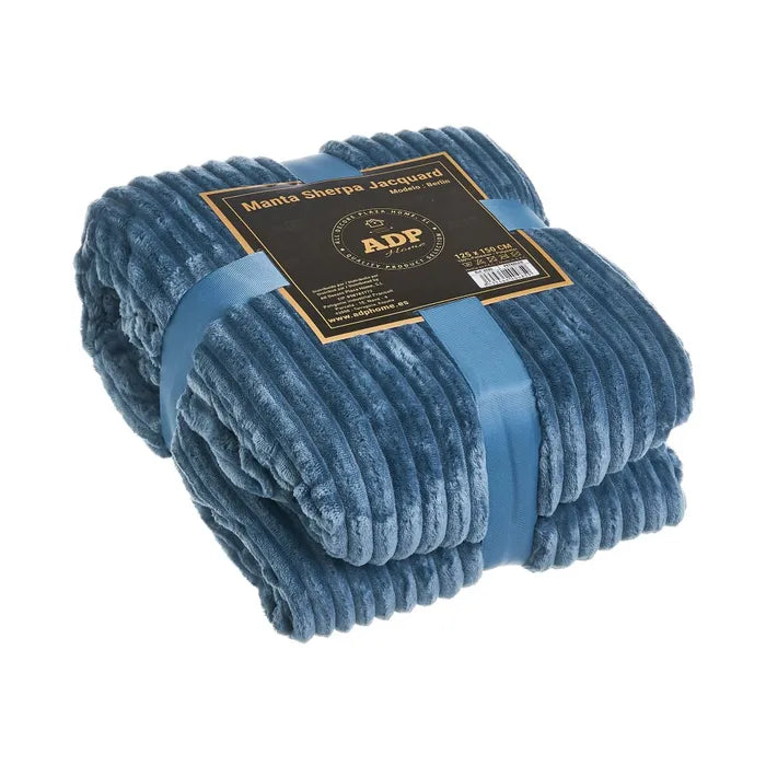 Manta franela-sherpa berlín azul