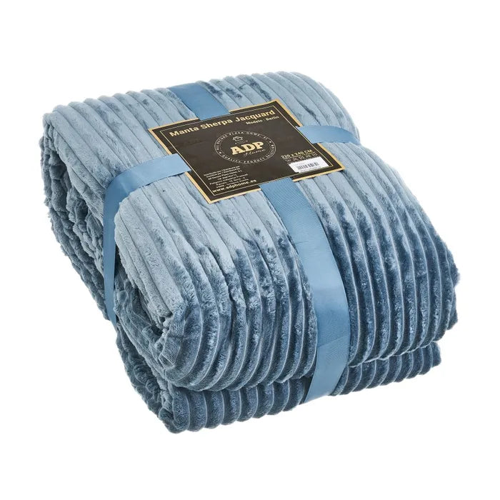 Manta franela-sherpa berlín azul