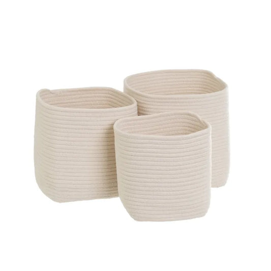 S/3 cesto cuerda crudo 29,50 x 29,50 x 27,50 cm