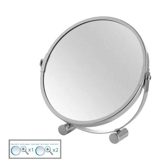 Espejo 2 aumentos metal cromado 18 x 4 x 18,50 cm
