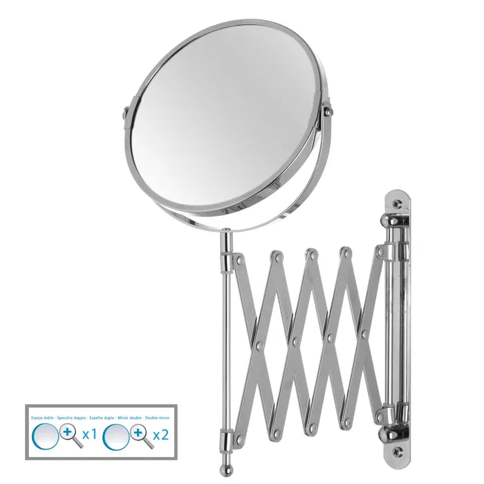 Espejo 2 aumentos metal cromado 18,50 x 68 x 35 cm